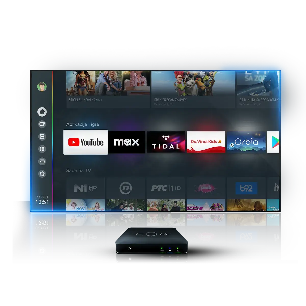 EON meni sa aplikacijama YouTube, MAX, Tidal i igrama na TV-u